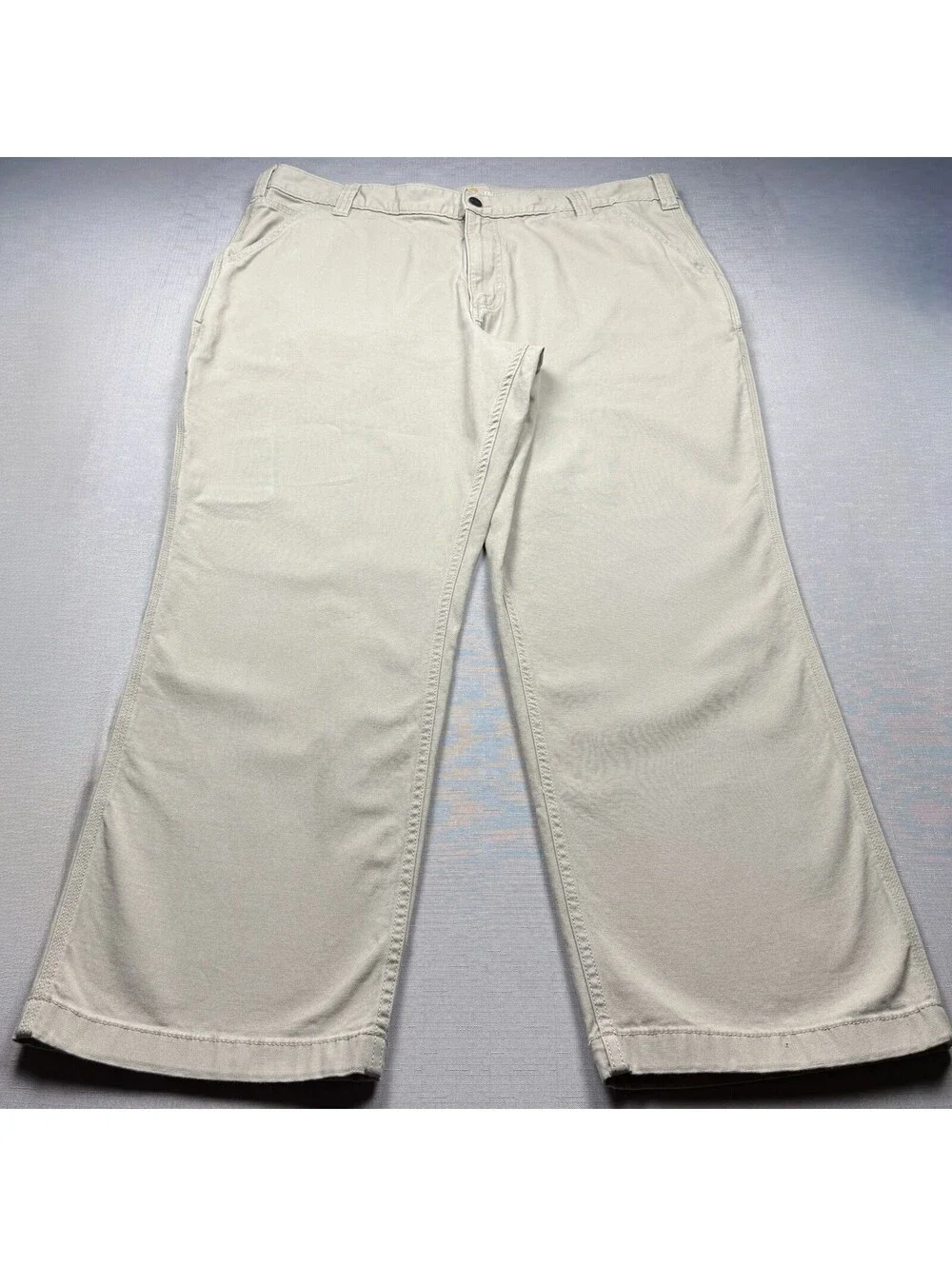Carhartt Relaxed Fit Canvas Work Pants Mens 40x28 Khaki Beige Utility Work